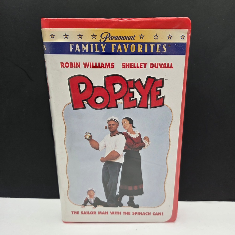 Paramount Popeye VHS Movie Robin Williams Shelley Duvall 1980 Musical Red Case
